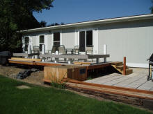 The back deck at the River House Guest House